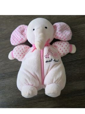 Carter’s Elephant Plush Sweet Heart Rattle Pink Terry Cloth Prestige Toy HTF